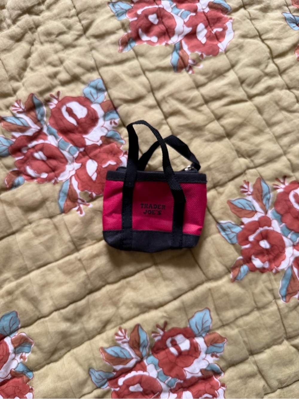 Trader Joe's Red Mini Tote Bag with Black Trim